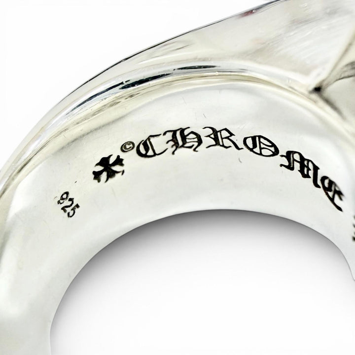 美品△CHROME HEARTS クロムハーツ STR LRG ラージスター リング 指輪 アクセサリー 925 シルバー JP17号 重量46.7g メンズ オススメ◎