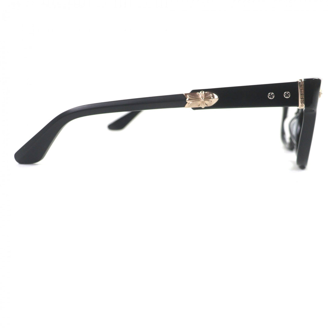 極美品▼クロムハーツ JENNA TAIL YEA 18KGP クロス金具 メガネ 眼鏡 アイウェア マットブラック ゴールド 49□23-142 度入 総重量51.17g