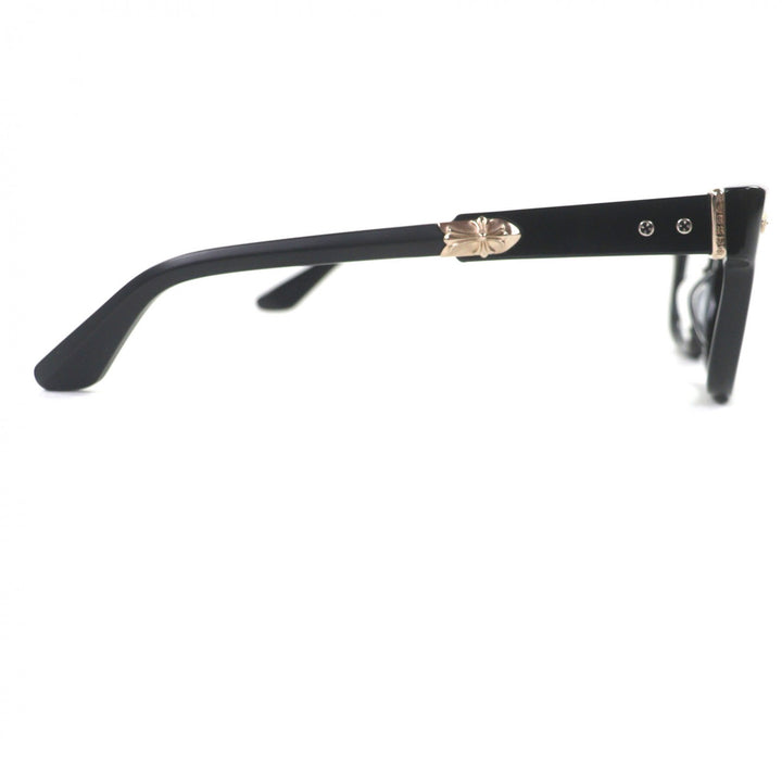 極美品▼クロムハーツ JENNA TAIL YEA 18KGP クロス金具 メガネ 眼鏡 アイウェア マットブラック ゴールド 49□23-142 度入 総重量51.17g