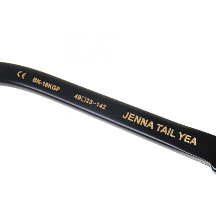 極美品▼クロムハーツ JENNA TAIL YEA 18KGP クロス金具 メガネ 眼鏡 アイウェア マットブラック ゴールド 49□23-142 度入 総重量51.17g
