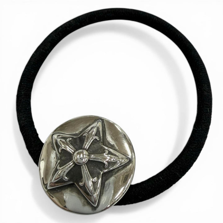 極美品▼CHROME HEARTS クロムハーツ HAIRBAND スターボタン コンチョ ヘアゴム ヘアアクセサリー シルバー925 重量16.4g メンズ