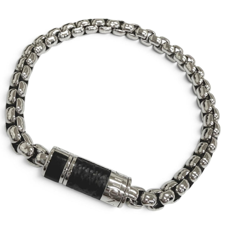 極美品□LOUIS VUITTON ルイヴィトン 2022年製 M63107 チェーン モノグラム エクリプス ブレスレット シルバー ブラック イタリア製