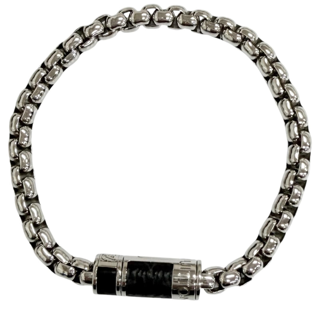 極美品□LOUIS VUITTON ルイヴィトン 2022年製 M63107 チェーン モノグラム エクリプス ブレスレット シルバー ブラック イタリア製