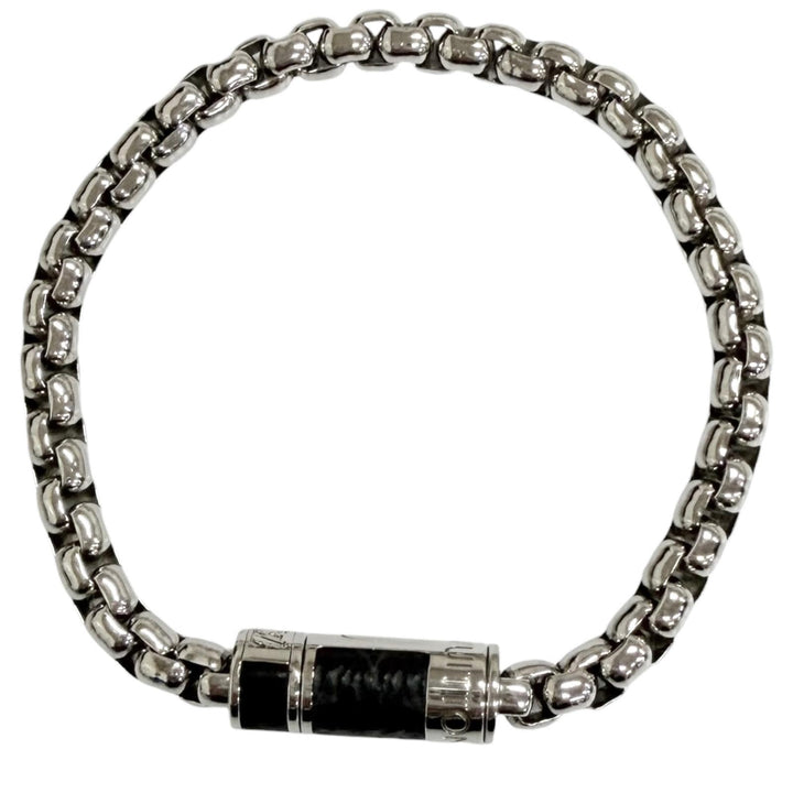極美品□LOUIS VUITTON ルイヴィトン 2022年製 M63107 チェーン モノグラム エクリプス ブレスレット シルバー ブラック イタリア製