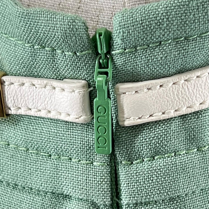 極美品▲GUCCI グッチ 652132 リネン混 GGマーモント フレア スカート ミントグリーン 36 イタリア製 正規品 レディース