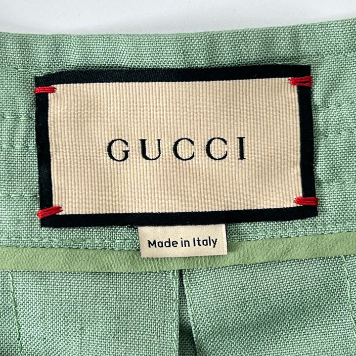 極美品▲GUCCI グッチ 652132 リネン混 GGマーモント フレア スカート ミントグリーン 36 イタリア製 正規品 レディース