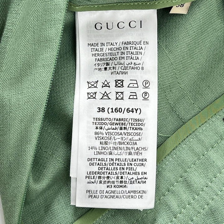 極美品▲GUCCI グッチ 652132 リネン混 GGマーモント フレア スカート ミントグリーン 36 イタリア製 正規品 レディース