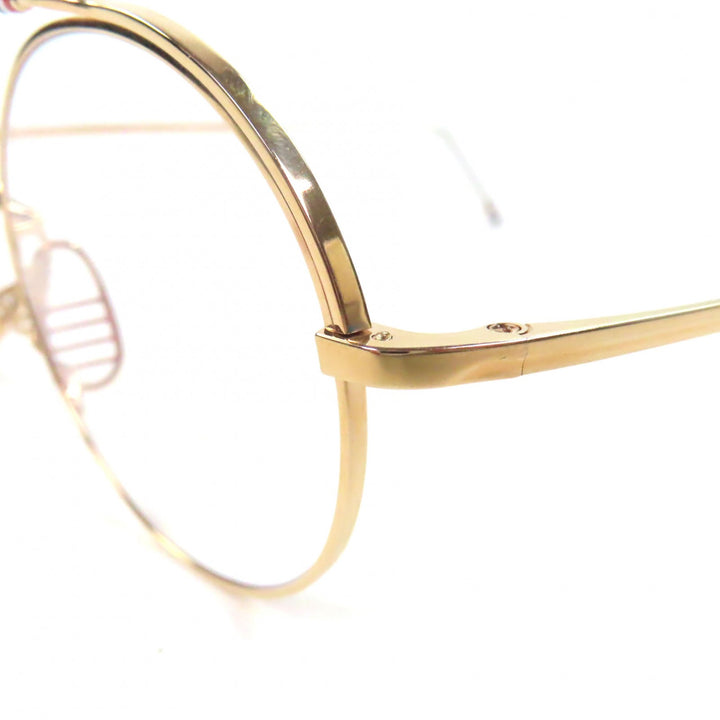 美品▼THOM BROWNE トムブラウン TBX910-49-01 ツーブリッジ メガネ 眼鏡 アイウェア ゴールド シルバー 49□20-140 箱・ケース付 メンズ