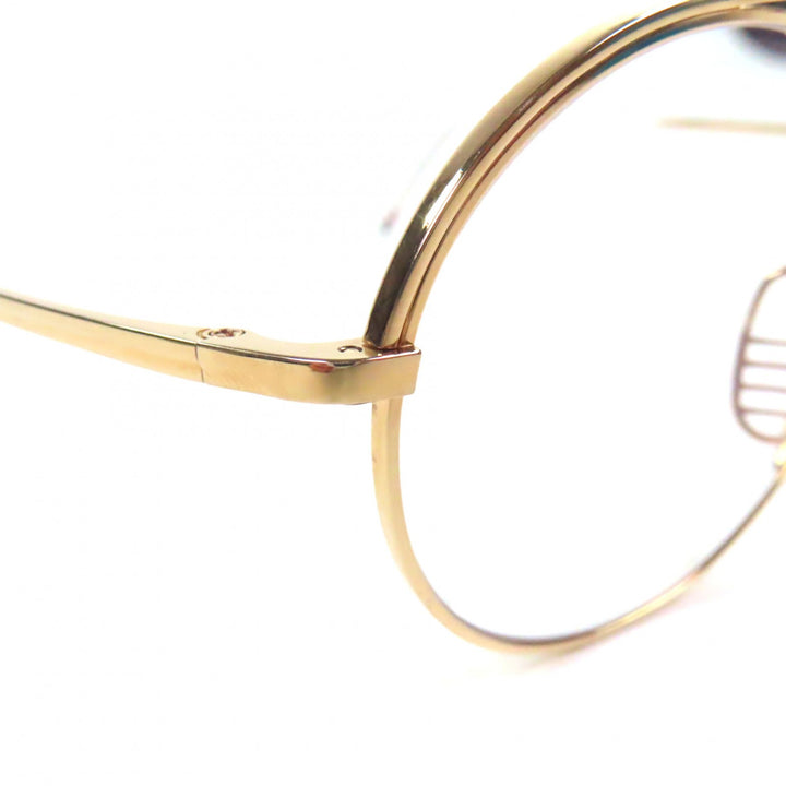 美品▼THOM BROWNE トムブラウン TBX910-49-01 ツーブリッジ メガネ 眼鏡 アイウェア ゴールド シルバー 49□20-140 箱・ケース付 メンズ