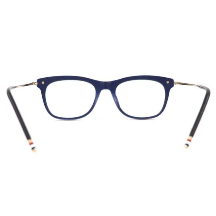 極美品△THOM BROWNE トムブラウン TB-712-A-BLK-GLD-5 スクエア メガネ アイウェア トリコロール マッドブラック ゴールド 52□21-141