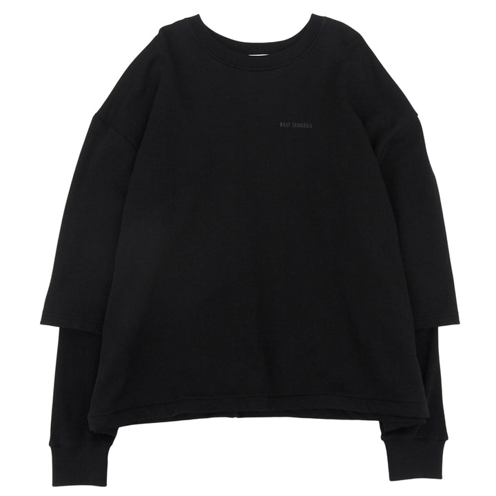 未使用品▲WILLY CHAVARRIA ウィリー チャバリア WAFFLE LINED LS BUFFALO T コットン100％ ワッフルレイヤード スウェット 黒 L 正規品