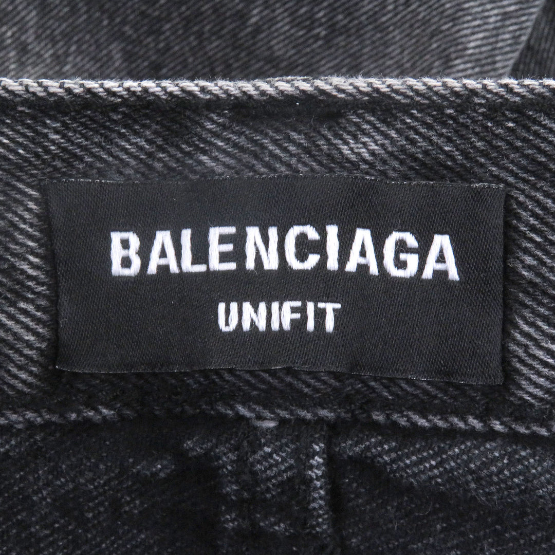 美品□BALENCIAGA バレンシアガ 22AW 697829 Flared denim ウォッシュ加工 フレア デニムパンツ ブラック XXS イタリア製 正規品 メンズ