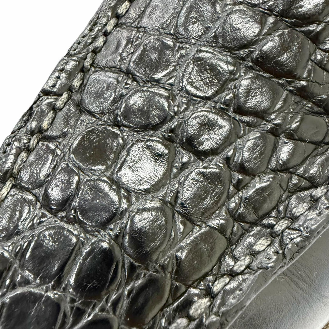 【ドンドン見直し】美品□Ermenegildo Zegna エルメネジルドゼニア レザー 一部クロコダイル Napoli Couture コイン ローファー 黒 6.5