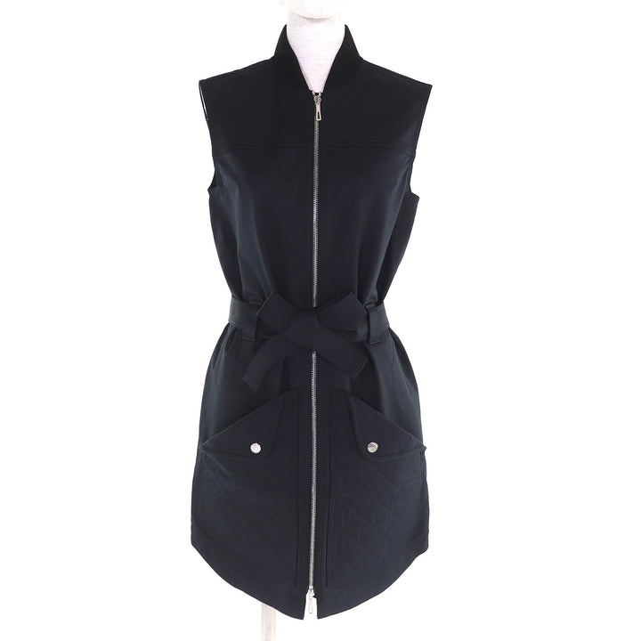 未使用品△HERMES エルメス 25SS 5E0552DQ コットン100% セリエボタン エケストルディール ZIP UP ノースリーブ ワンピース ブラック 34