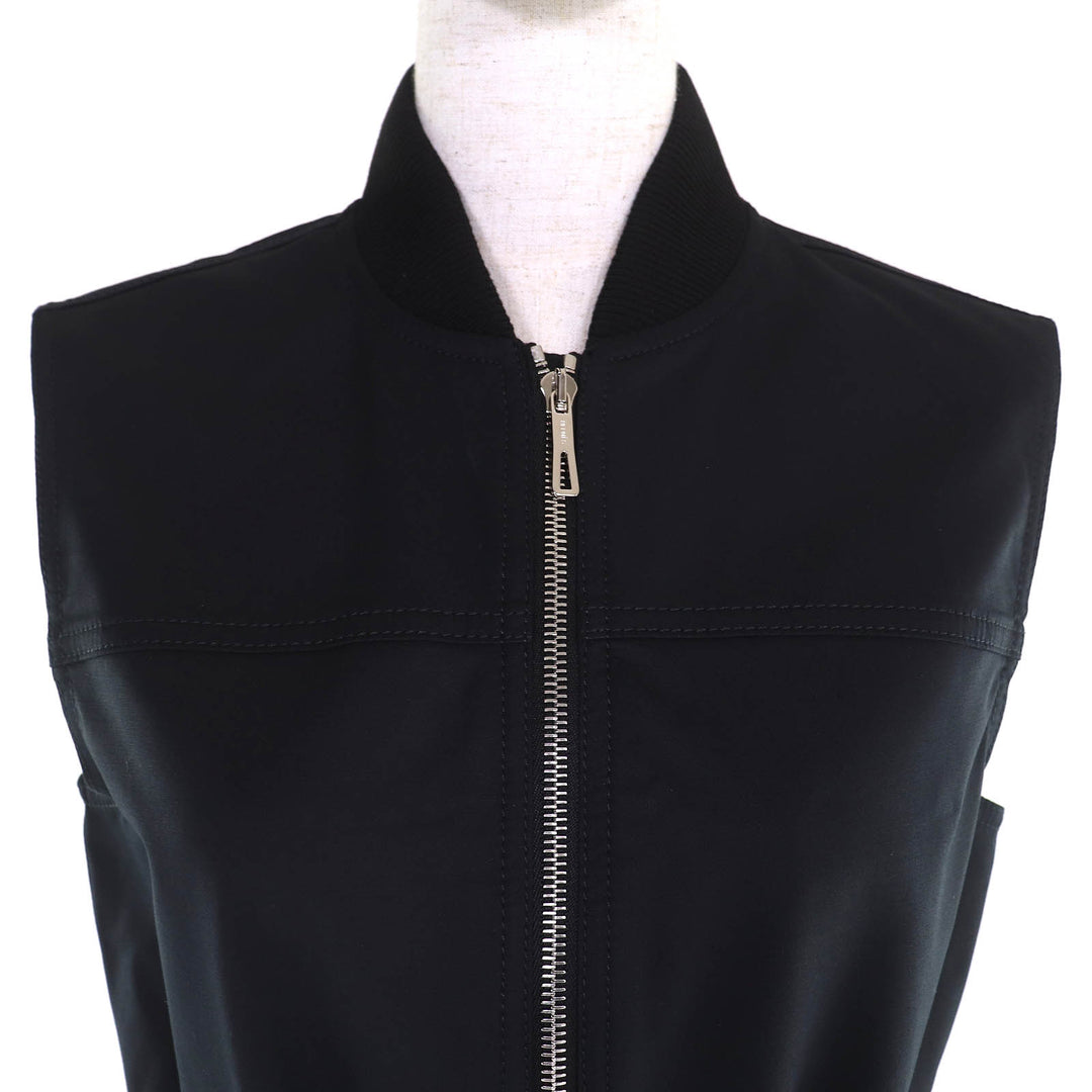 未使用品△HERMES エルメス 25SS 5E0552DQ コットン100% セリエボタン エケストルディール ZIP UP ノースリーブ ワンピース ブラック 34