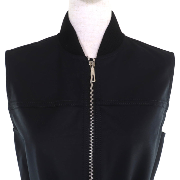 未使用品△HERMES エルメス 25SS 5E0552DQ コットン100% セリエボタン エケストルディール ZIP UP ノースリーブ ワンピース ブラック 34
