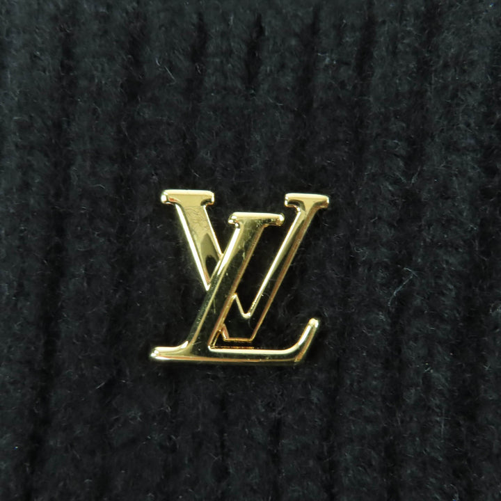 極美品☆LOUIS VUITTON ルイヴィトン M79256 カシミヤ100％ フォックスファー LVコールドスパーク ニットキャップ ブラック 正規品