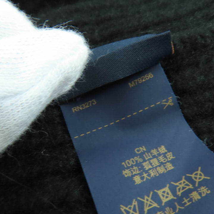極美品☆LOUIS VUITTON ルイヴィトン M79256 カシミヤ100％ フォックスファー LVコールドスパーク ニットキャップ ブラック 正規品