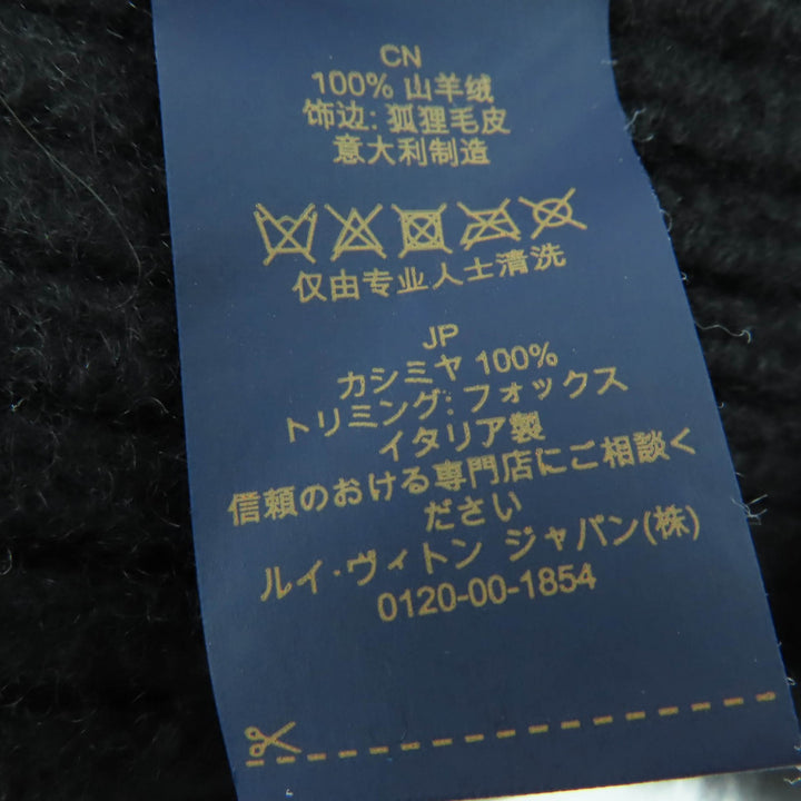 極美品☆LOUIS VUITTON ルイヴィトン M79256 カシミヤ100％ フォックスファー LVコールドスパーク ニットキャップ ブラック 正規品