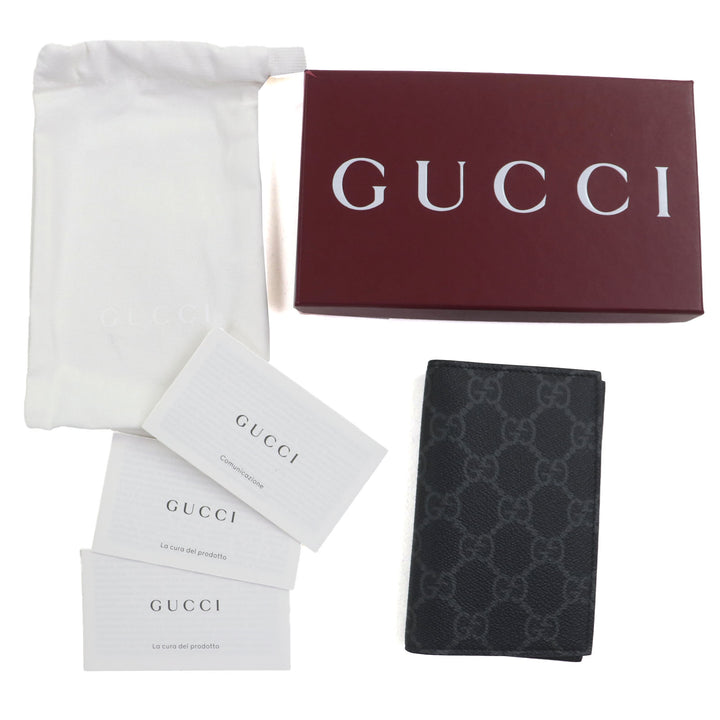 未使用品▼GUCCI グッチ 821209 コーティングファブリック GG エンブレム パスケース 名刺入れ カードケース ブラック イタリア製 メンズ