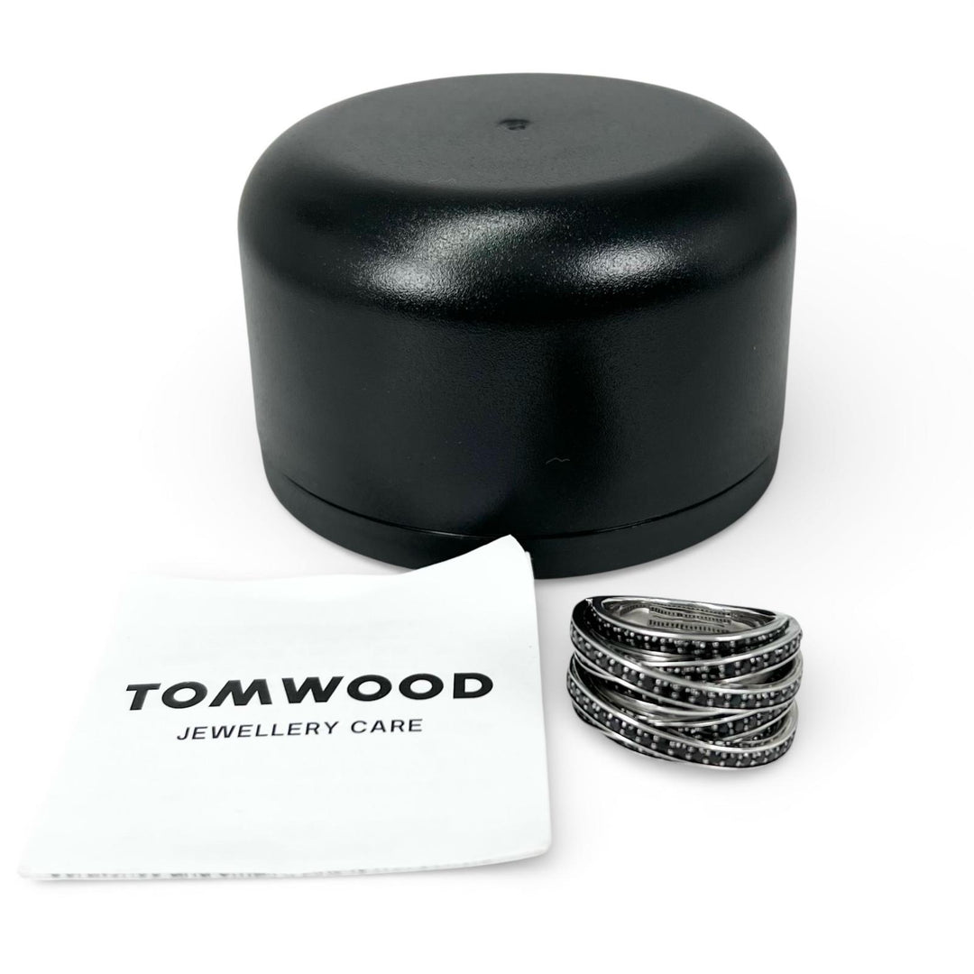 美品▲TOM WOOD トムウッド SV925 オーブ コレクション オーブリング 指輪 ブラックスピネル シルバー 56 ケース付き 重量12.4g メンズ
