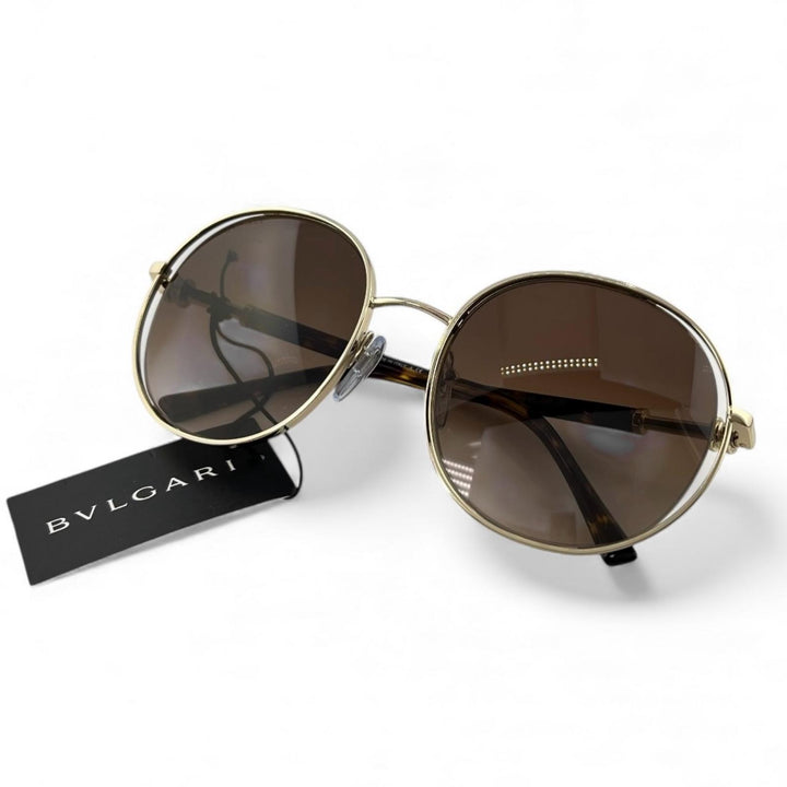 極美品▲BVLGARI ブルガリ 6135 グラデーション べっ甲柄 サングラス ゴールド ブラウン 55□20 140 ケース付き イタリア製 メンズ