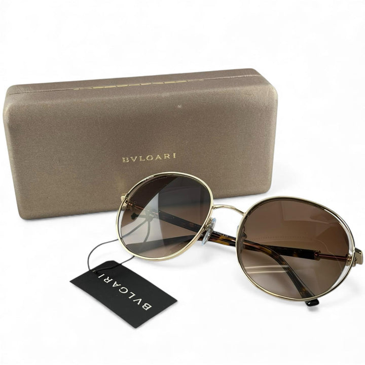 極美品▲BVLGARI ブルガリ 6135 グラデーション べっ甲柄 サングラス ゴールド ブラウン 55□20 140 ケース付き イタリア製 メンズ