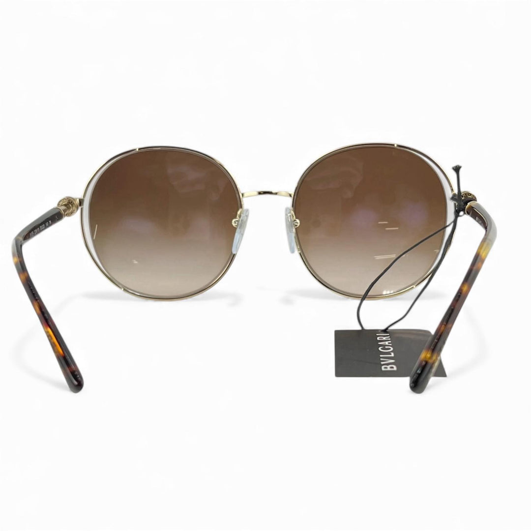 極美品▲BVLGARI ブルガリ 6135 グラデーション べっ甲柄 サングラス ゴールド ブラウン 55□20 140 ケース付き イタリア製 メンズ