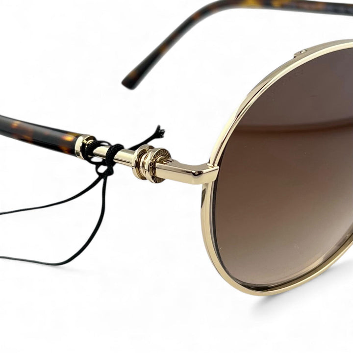 極美品▲BVLGARI ブルガリ 6135 グラデーション べっ甲柄 サングラス ゴールド ブラウン 55□20 140 ケース付き イタリア製 メンズ