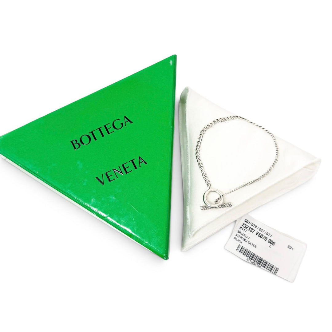 美品□BOTTEGAVENETA ボッテガヴェネタ 732337 SV925 チェーン ブレスレット シルバー イタリア製 重量10.4g メンズ 箱・保存袋付き