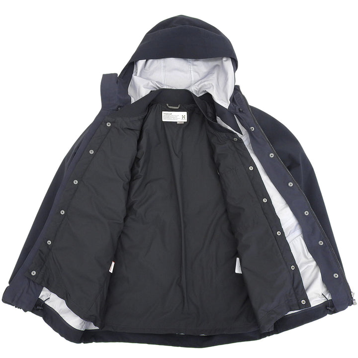 美品▲HAGLOFS ホグロフス SELJA JACKET MEN ロゴ刺繍 GORE-TEX ライナージャケット付き 3way マウンテンパーカー 黒 S 正規品 メンズ
