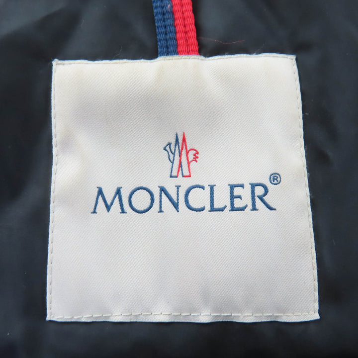 良品☆MONCLER モンクレール OROPHIN レザー使い ロゴワッペン・フード付 ZIP UP ダウンコート カーキ 1 正規品 レディース
