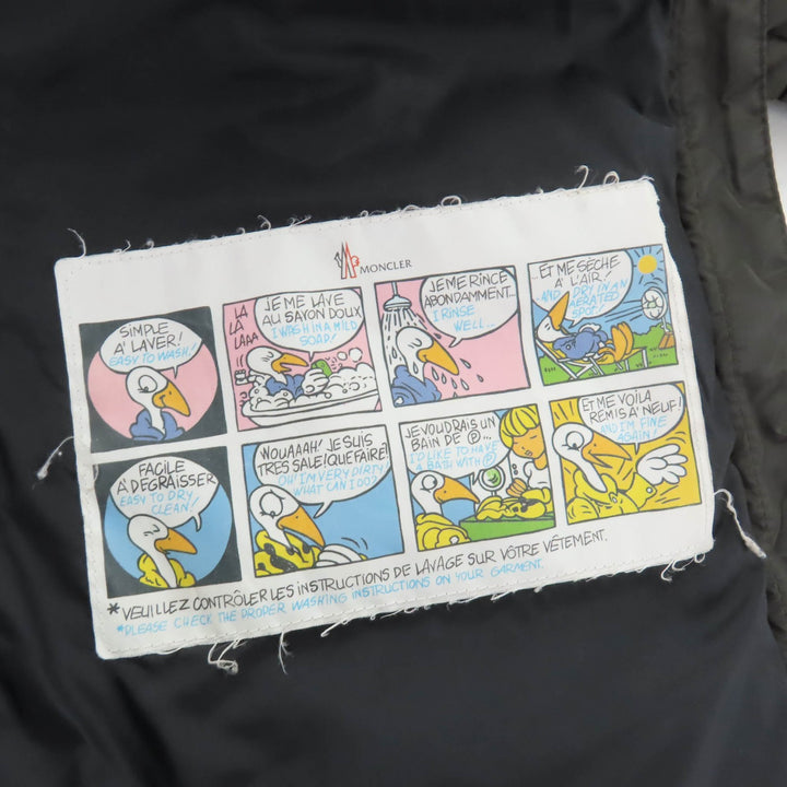 良品☆MONCLER モンクレール OROPHIN レザー使い ロゴワッペン・フード付 ZIP UP ダウンコート カーキ 1 正規品 レディース