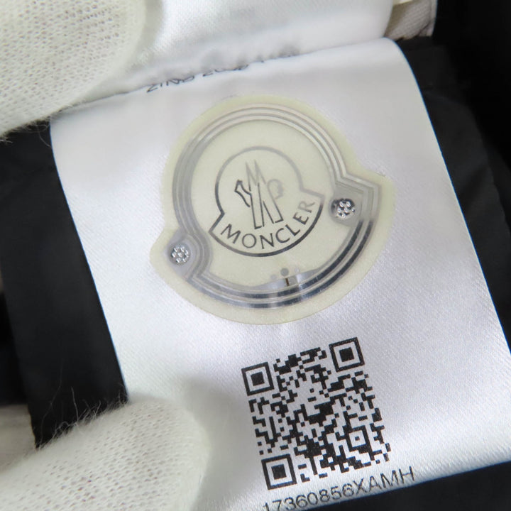 良品☆MONCLER モンクレール OROPHIN レザー使い ロゴワッペン・フード付 ZIP UP ダウンコート カーキ 1 正規品 レディース