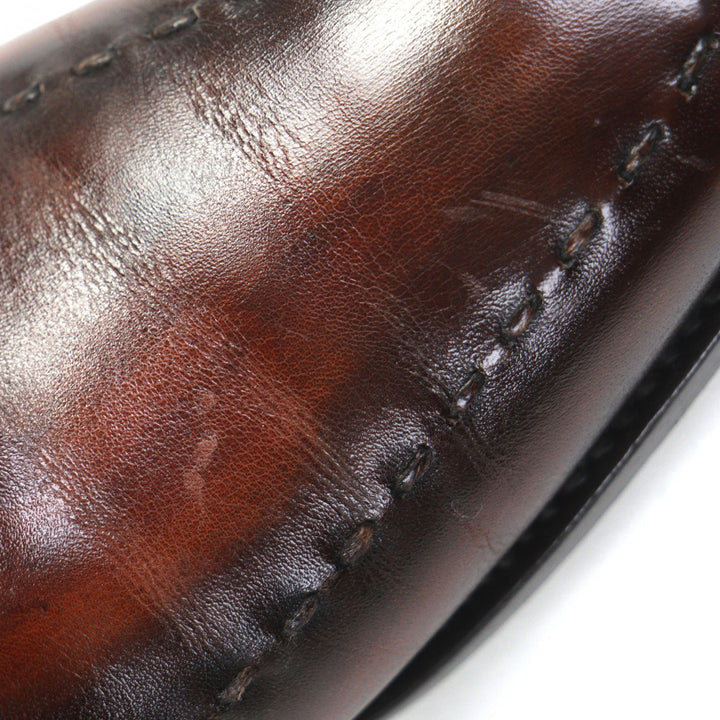 美品▼NAPOLITANO RACHELE ナポリターノラケーレ ホールカット ステッチデザイン レースアップ レザーシューズ ダークブラウン 5.5