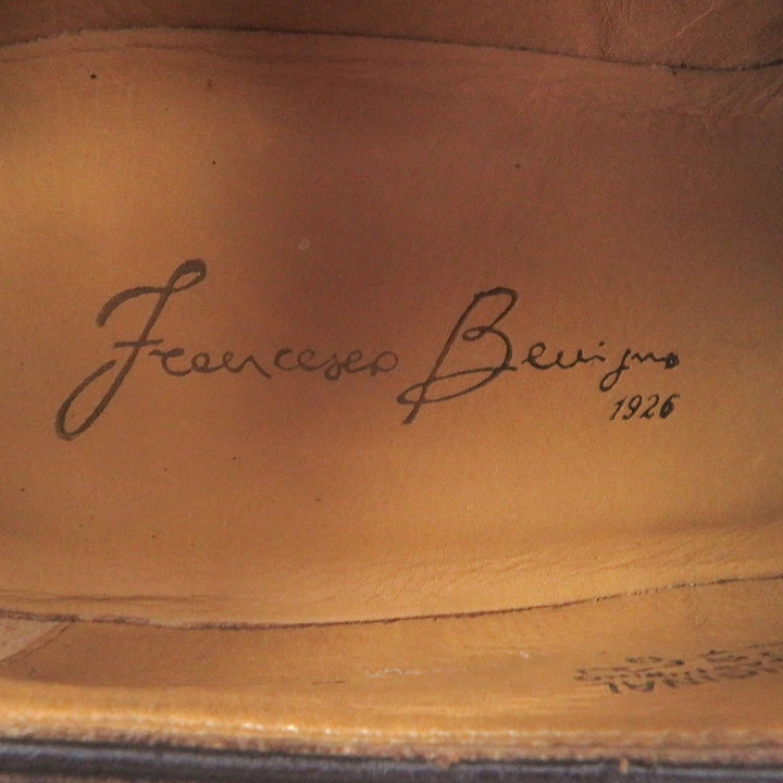 極美品□FRANCESCO BENIGNO フランチェスコ ベニーニョ レザー パーフォレーション レースアップ ドレスシューズ ブラウン 6 イタリア製
