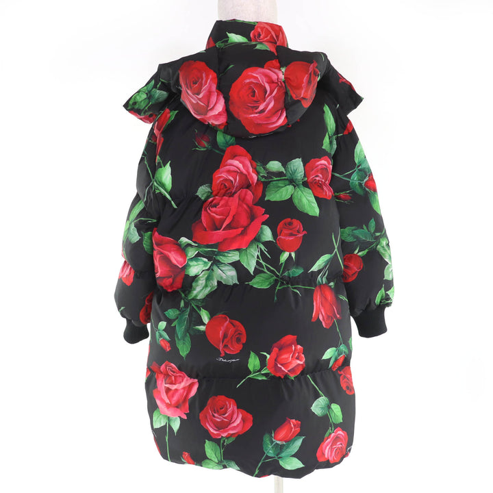 未使用品☆DOLCE&amp;GABBANA ドルチェ＆ガッバーナ F9F48T レッドローズプリント リバーシブル ダウンコート 42 伊製 正規品 レディース