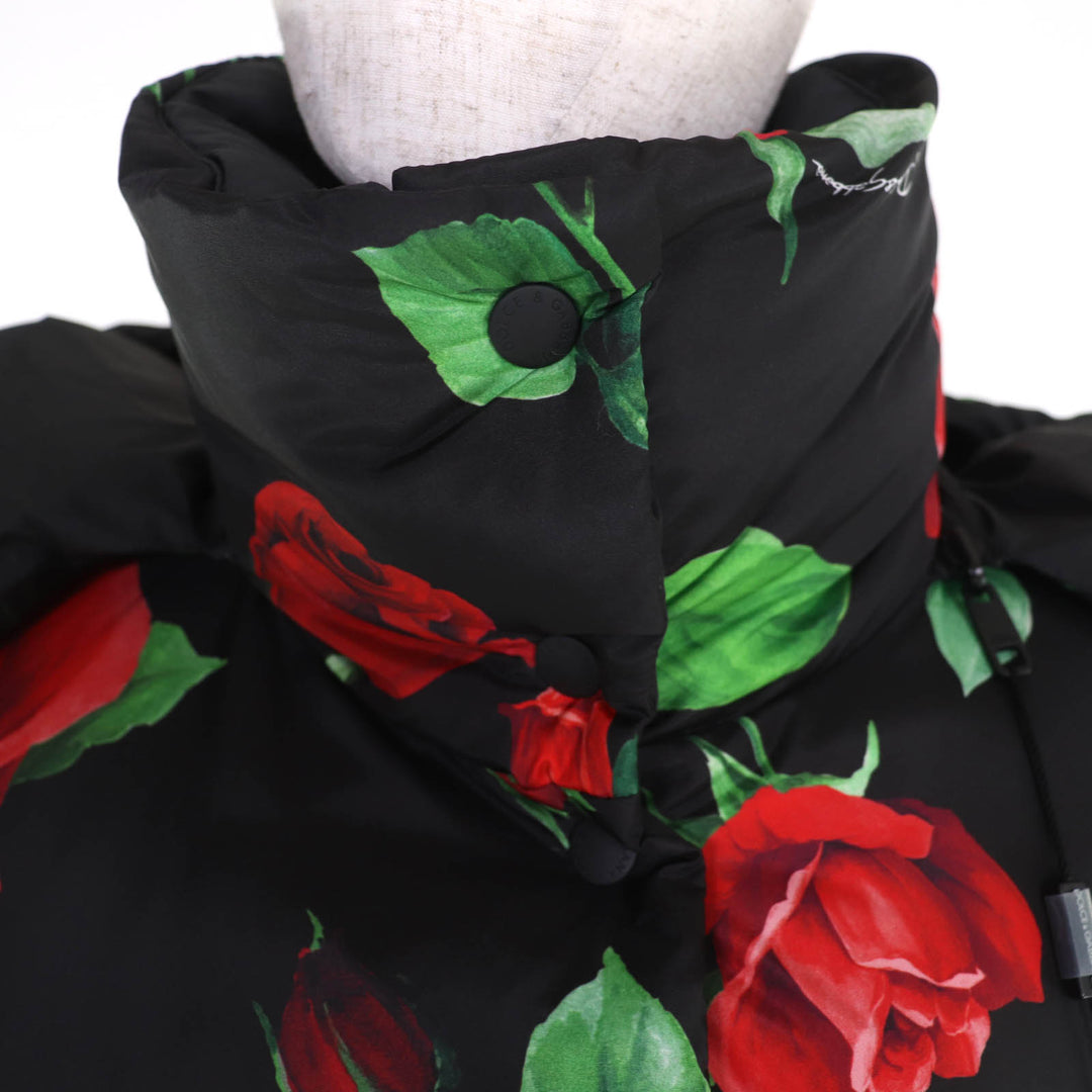 未使用品☆DOLCE&amp;GABBANA ドルチェ＆ガッバーナ F9F48T レッドローズプリント リバーシブル ダウンコート 42 伊製 正規品 レディース