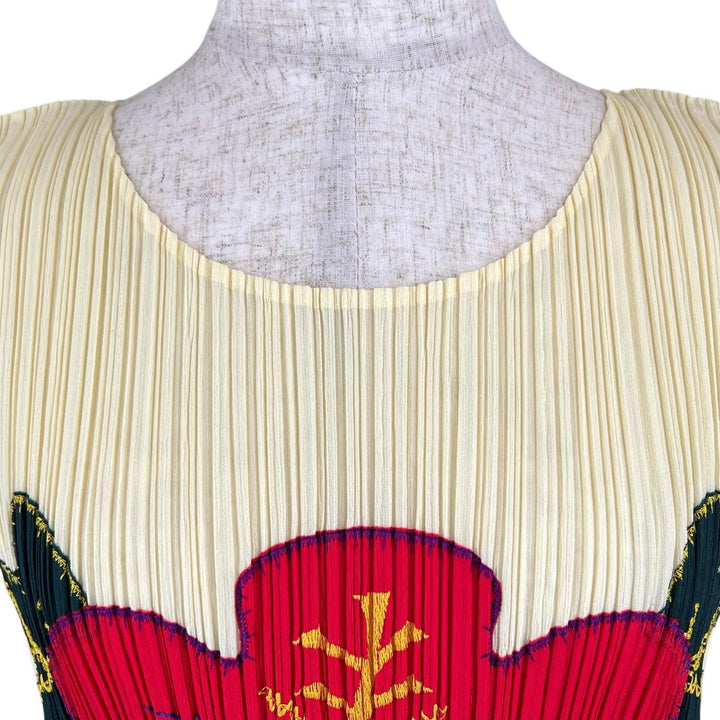 極美品▲PLEATS PLEASE プリーツプリーズ イッセイミヤケ PP91-JK572 ハイビスカス フリンジ カットソー マルチ 3 日本製 正規品