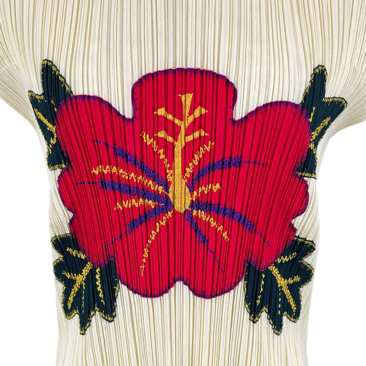 極美品▲PLEATS PLEASE プリーツプリーズ イッセイミヤケ PP91-JK572 ハイビスカス フリンジ カットソー マルチ 3 日本製 正規品