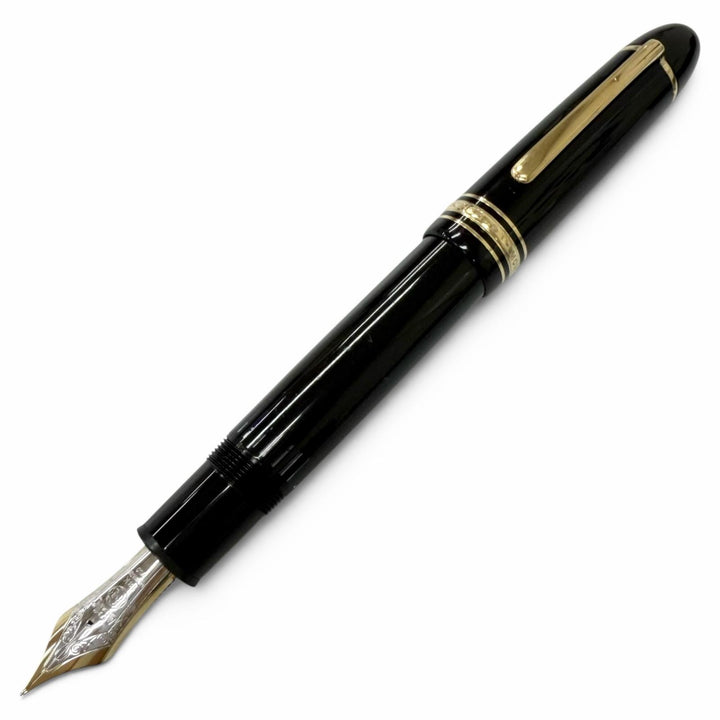 良品□MONTBLANC モンブラン マイスターシュテュック 149 ペン先18K Fニブ キャップ式 万年筆 ブラック ゴールド ドイツ製 メンズ