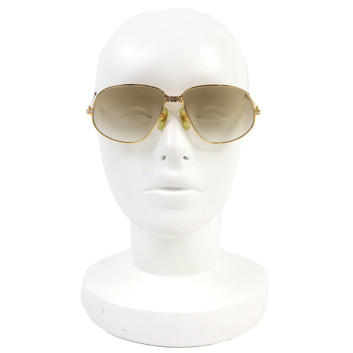美品△Cartier カルティエ パンテール ティアドロップ サングラス アイウェア ゴールド ボルドー 56□14 135 度入り フランス製 メンズ