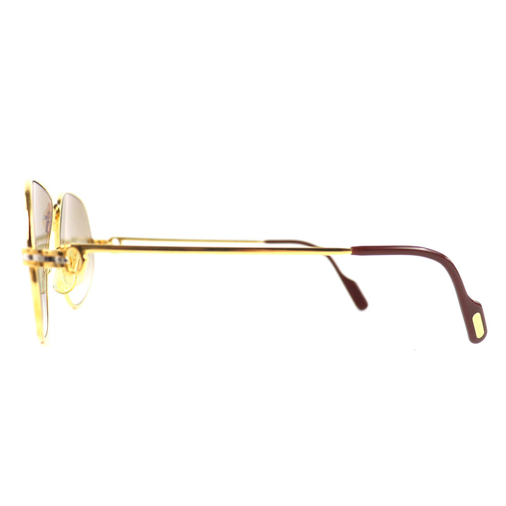 美品△Cartier カルティエ パンテール ティアドロップ サングラス アイウェア ゴールド ボルドー 56□14 135 度入り フランス製 メンズ