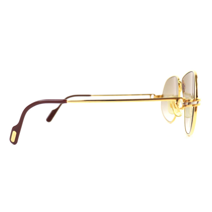 美品△Cartier カルティエ パンテール ティアドロップ サングラス アイウェア ゴールド ボルドー 56□14 135 度入り フランス製 メンズ