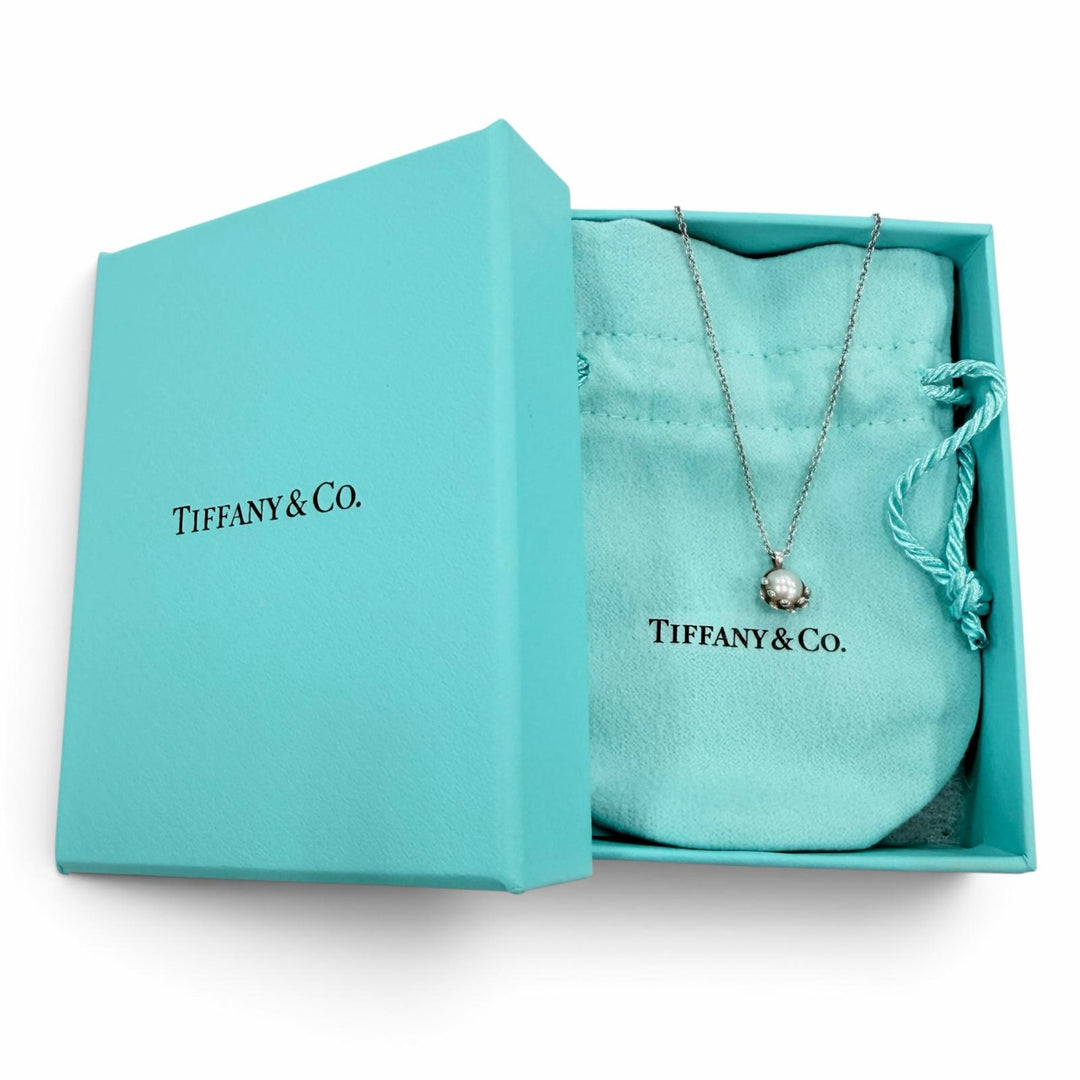 美品☆TIFFANY&amp;Co. ティファニー パロマピカソ オリーブリーフ ネックレス AG925 パール シルバー 重量1.5g レディース 箱・保存袋付き