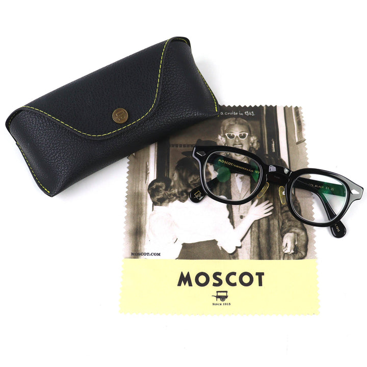 美品△MOSCOT モスコット LEMTOSH レムトッシュ メガネ 眼鏡 アイウェア ブラック 44□24 140 度入り ケース付き メンズ