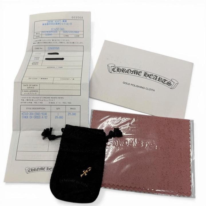 極美品▼CHROME HEARTS クロムハーツ STACK CH CROSS V2 22K CHクロススタック チャーム ペンダントトップ 重量1.6g インボイス 袋付き
