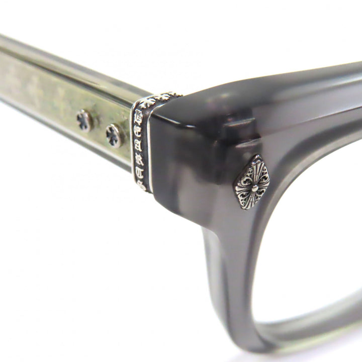 美品▼CHROME HEARTS クロムハーツ AMBIDIXTROUS メガネ 眼鏡 アイウェア クリアグレー シルバー 53□21-151 度入 ケース 総重量48.88g
