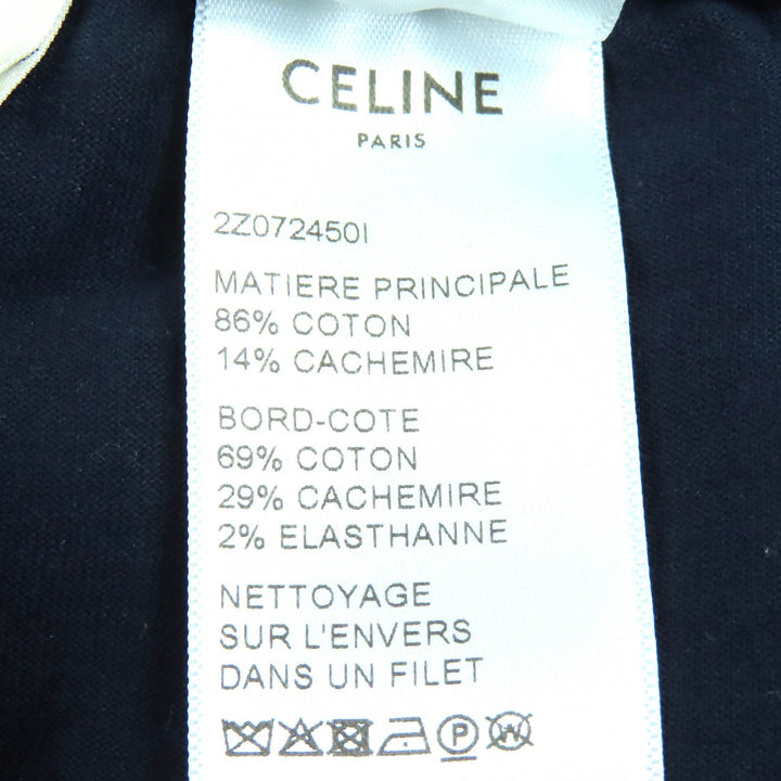 美品△CELINE セリーヌ 2Z072450I コットン カシミヤ エディ期 トリオンフ刺繡 スウェット パンツ ネイビー L フランス製 正規品 メンズ