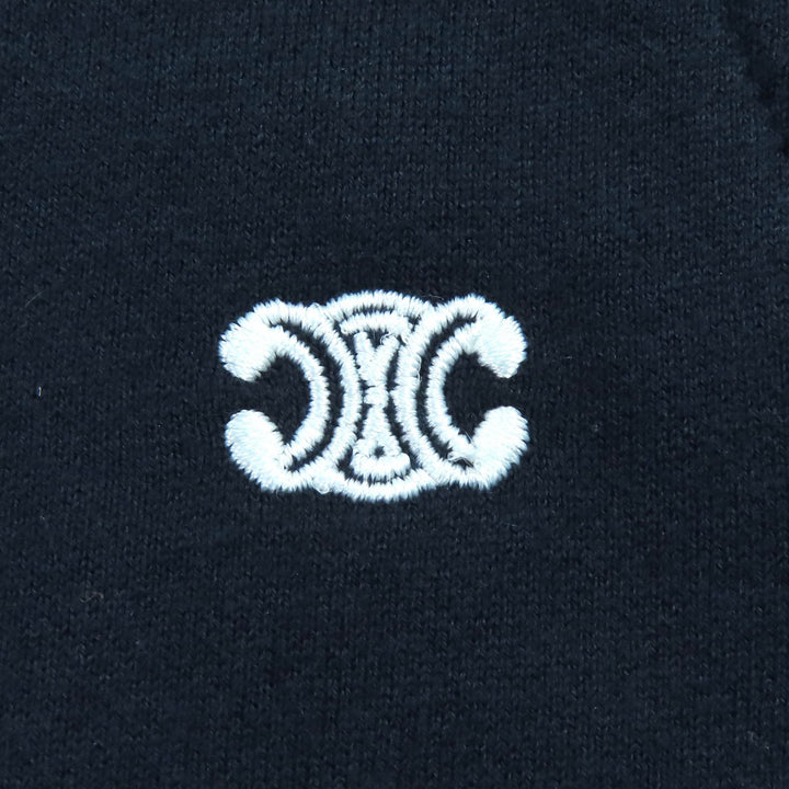 美品△CELINE セリーヌ 2Z072450I コットン カシミヤ エディ期 トリオンフ刺繡 スウェット パンツ ネイビー L フランス製 正規品 メンズ
